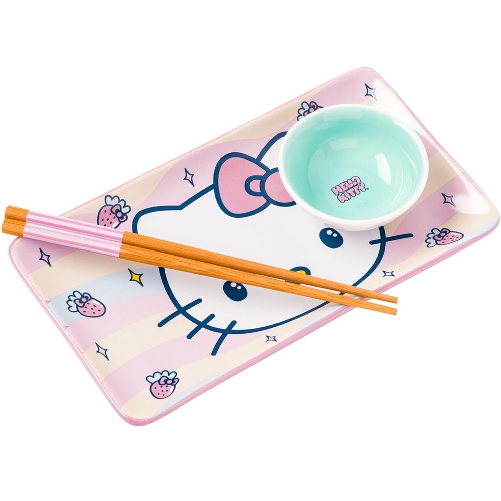Hello Kitty Ceramic Sushi Plate Set with Pink Accents